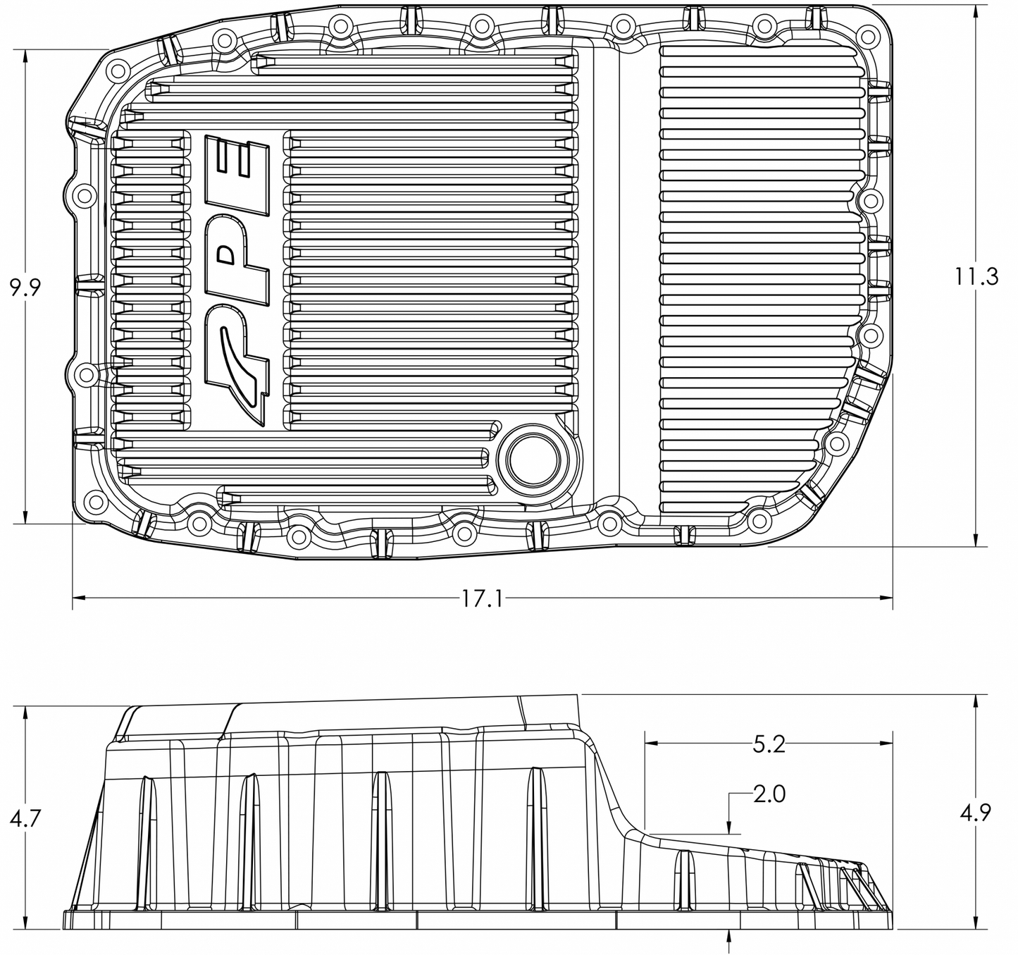 2007-2020 GM w/ 6L80 Heavy-Duty Cast Aluminum Transmission Pan Black