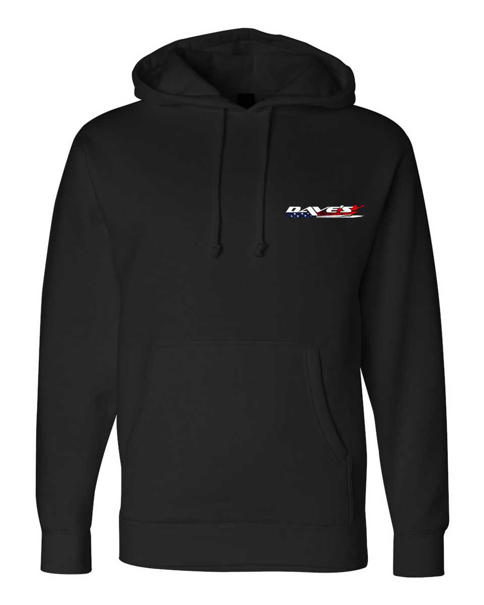 Black hooded sweatshirt, front view