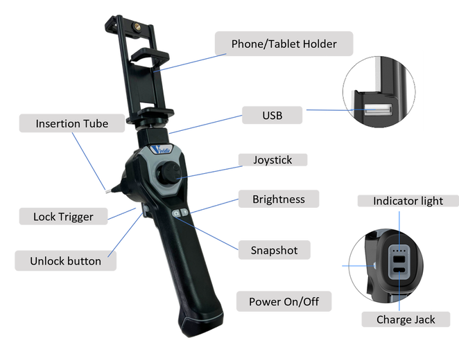 Vividia CX-4010i/CX-4015i 4mm Flexible Joystick Borescope for iOS