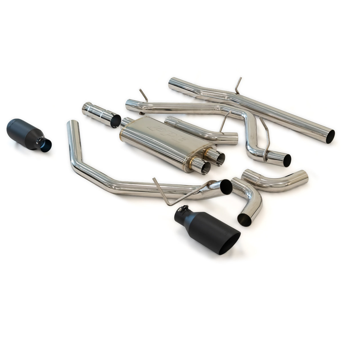 Exhaust Cat Back 2.5 Inch w/Dual Tips Raw/Pol GM 4.3L 5.3L 2014-2018 2019 Classic Body