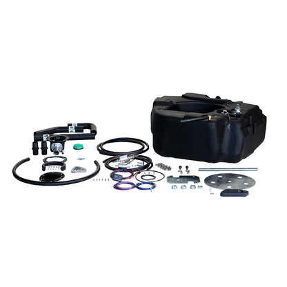 30 Gallons Fuel Tank. Complete Spare Tire Auxiliary Fuel System (STAFS™) for 2500 and 3500 Pickup Models with Duramax Engines. 
For model years 2001 – 2010