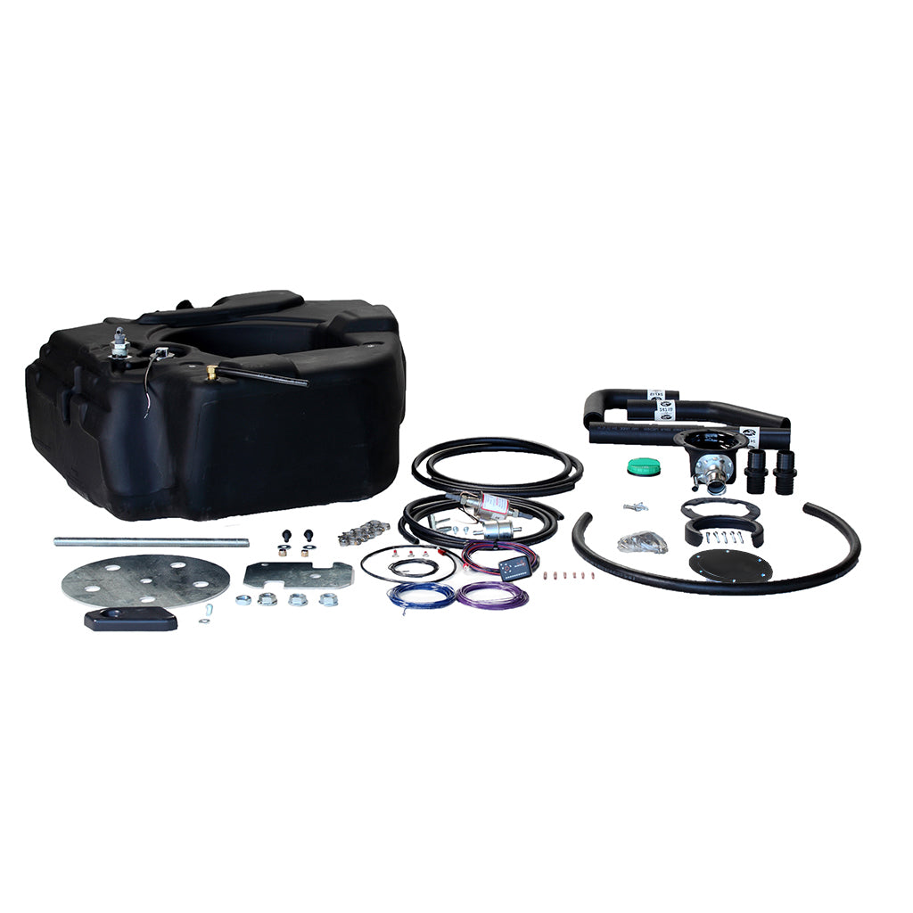 30 Gallons Fuel Tank. Complete Spare Tire Auxiliary Fuel System (STAFS™) for F250, F350, and F450 HD Pickup Models with
Power Stroke Engines. For model years 1999 – 2007