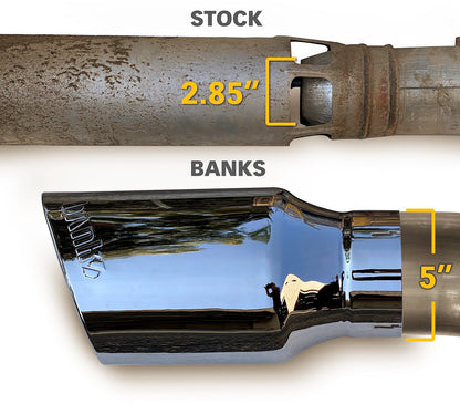 Monster Exhaust System 5-inch Single Exit Chrome Tip 2017- 2019 Chevy/GMC 2500/3500 Duramax 6.6L L5P Banks Power