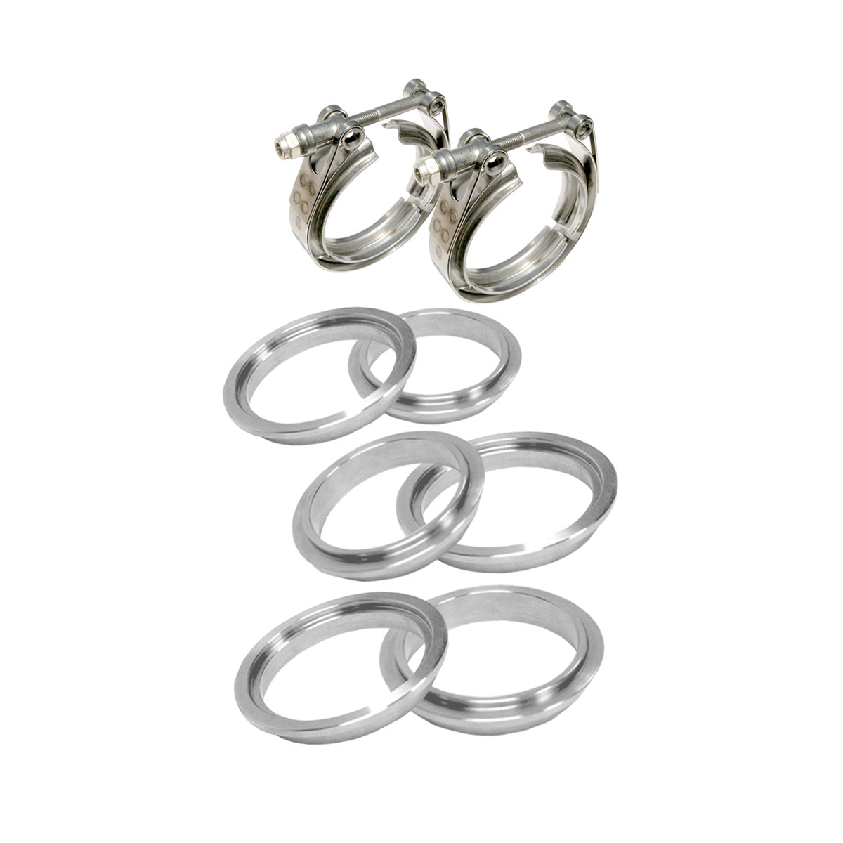 4" V-band - 8 piece set (2C 3M 3F) - Standard Clamp Aluminum Flanges 517440008