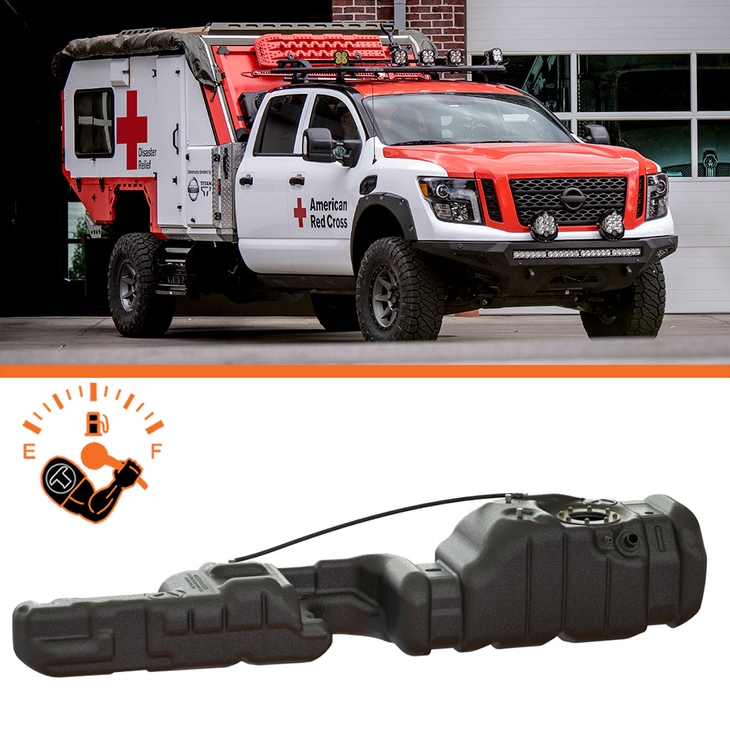 50 Gallons Fuel Tank. Nissan TITAN XD with 6 ft. 7 inch Pickup Box (Diesel only)
