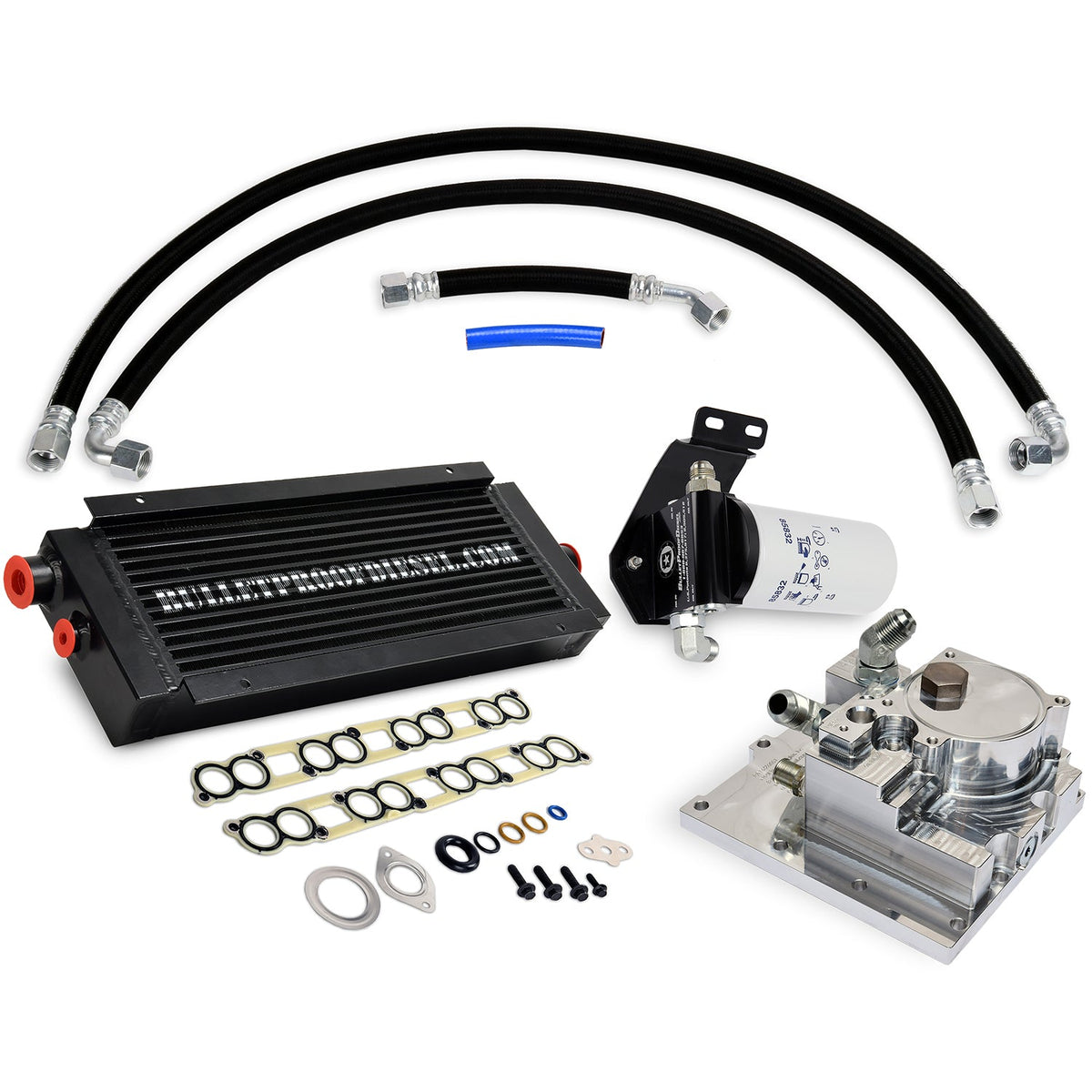 Bullet Proof Diesel Engine Oil System, Air-to-Oil Cooler, Upgraded Oil Filtration, Hot Climates, Tall, 2003-2004 Ford 6.0L Power Stroke 90402004 - view 1