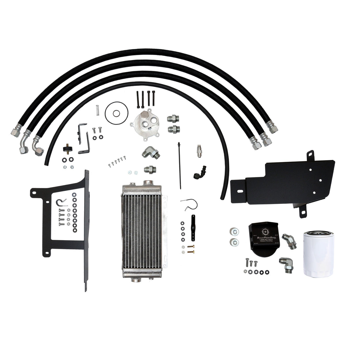 Bullet Proof Diesel Oil Cooler System, Air-Cooled Supplemental Kit with Remote Spin-On Filter, 2008-2010 Ford F-Series 6.4L Power Stroke 90409000 - view 1