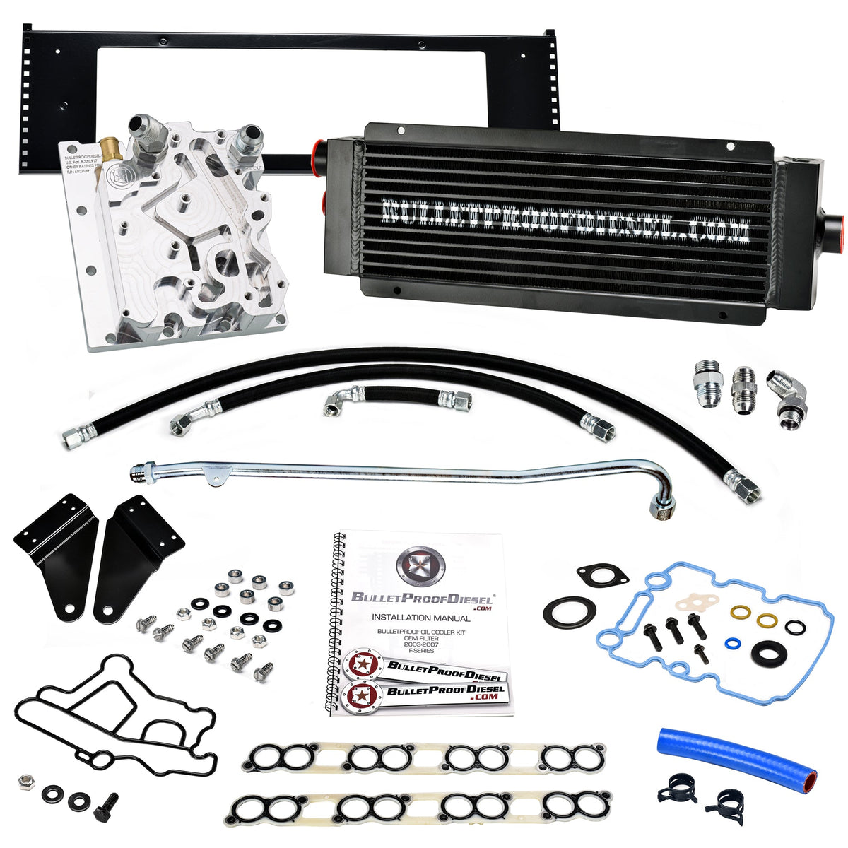 Bullet Proof Diesel Engine Oil System Upgrade, Air-to-Oil Cooler, Factory Oil Filter, Hot Climates, 2003-2007 Ford 6.0L Power Stroke 90401110 - view 1