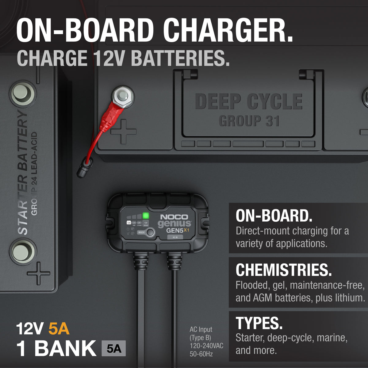 NOCO GEN5X1 1-Bank 5A Onboard Battery Charger - view 2
