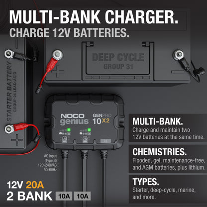 NOCO GENPRO10X2 2-Bank 20A Onboard Battery Charger - view 2