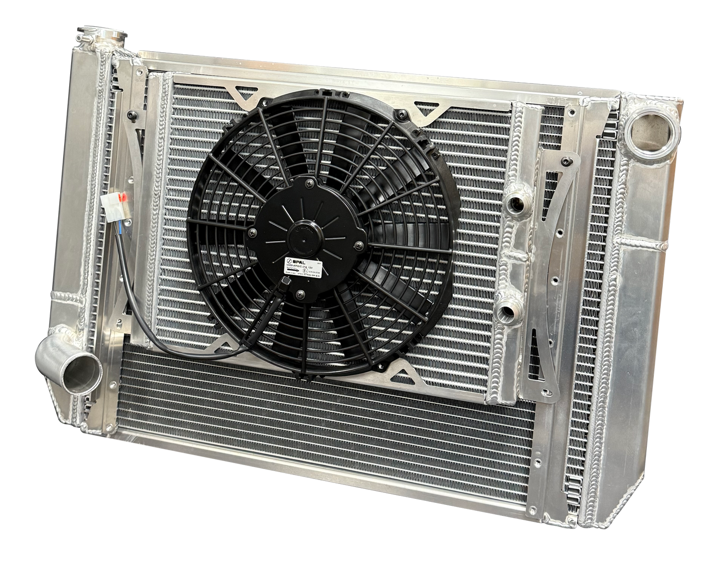 Super Late Model Dual Pass 3Row Aluminum Radiator, Ford, with filler neck. -20 ORB female upper, new design