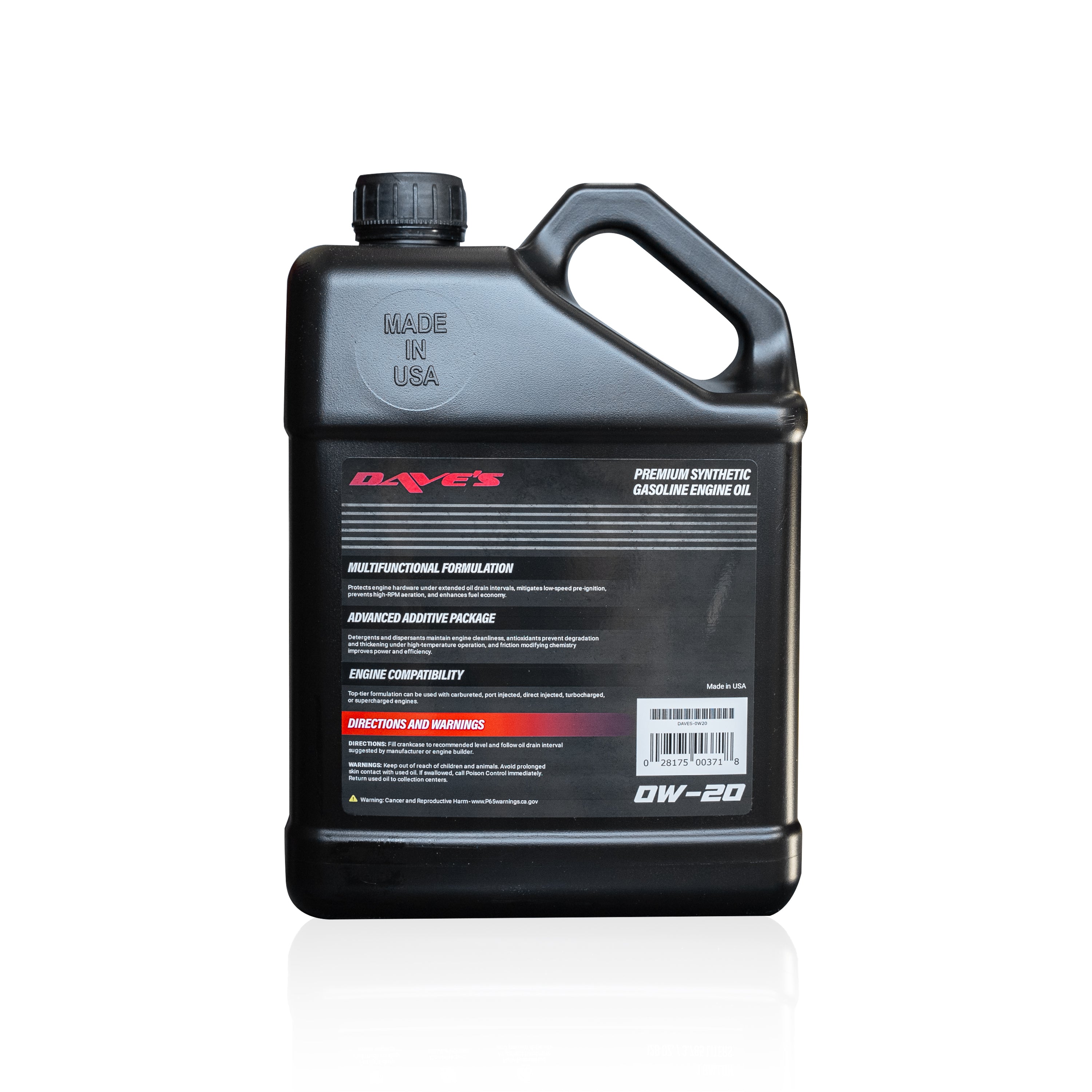 Premium synthetic gasoline engine oil 0W-20 (1 gallon) – Dave's