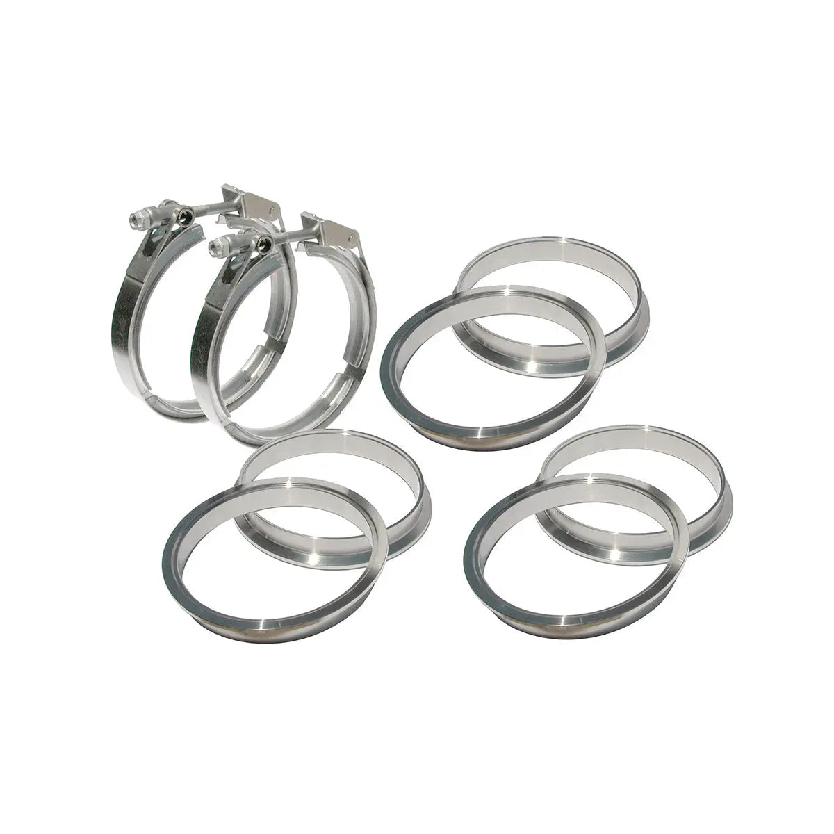 2.75" QR 304 Stainless Steel Clamps-Aluminum Flanges  - 8 Piece Set (2C 3M 3F) 517227508