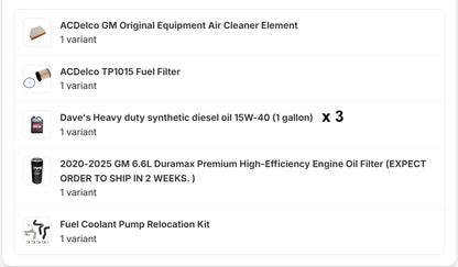 2020 – 2026 Duramax L5P Basic Maintenance Bundle