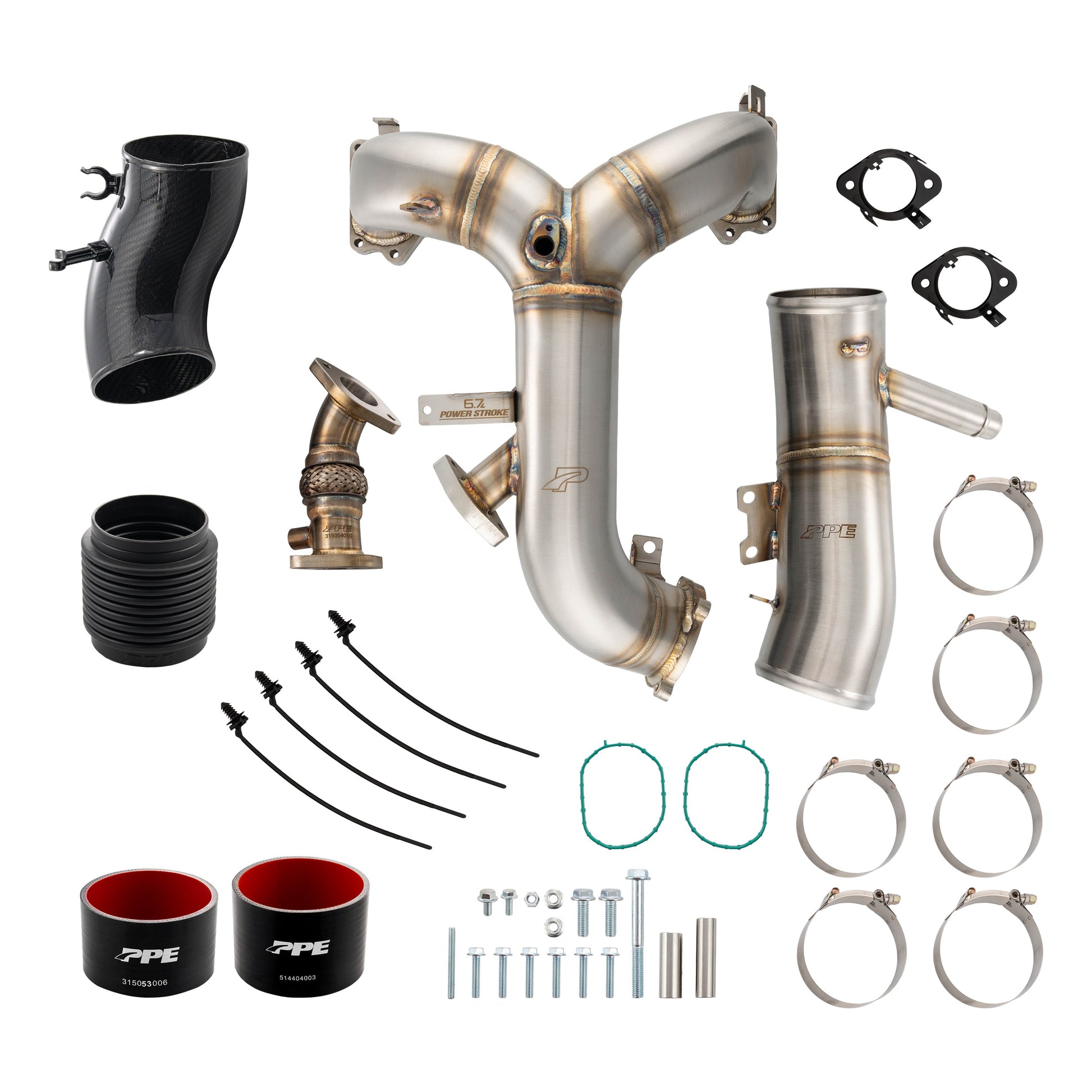Turbo Inlet and Intake Manifold Kit - Ford 6.7L Power Stroke 2015-2016 - Brushed 315053010