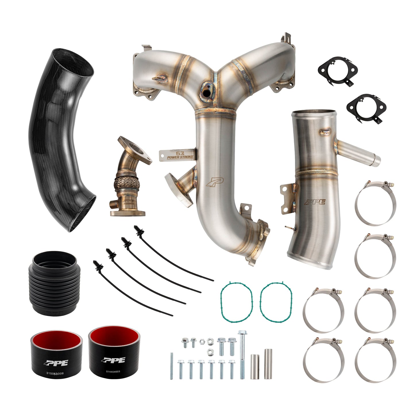 Turbo Inlet and Intake Manifold Kit - Ford 6.7L Power Stroke 2017-2019 - Brushed 315053510