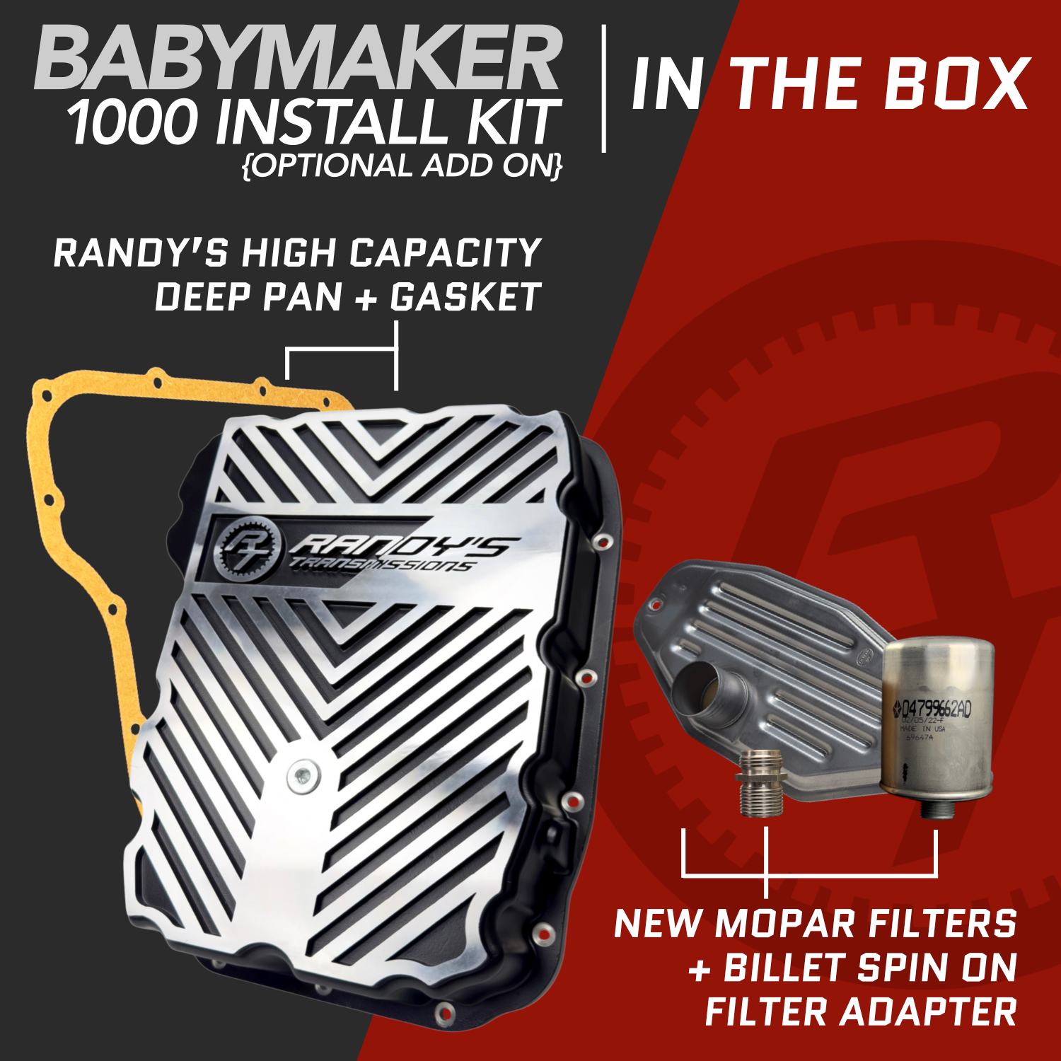 2007 - 2018 68RFE BILLET VALVEBODY KIT (INCLDS SOL PACK, PAN, FILTERS) aka "BABY MAKER 1000 KIT"