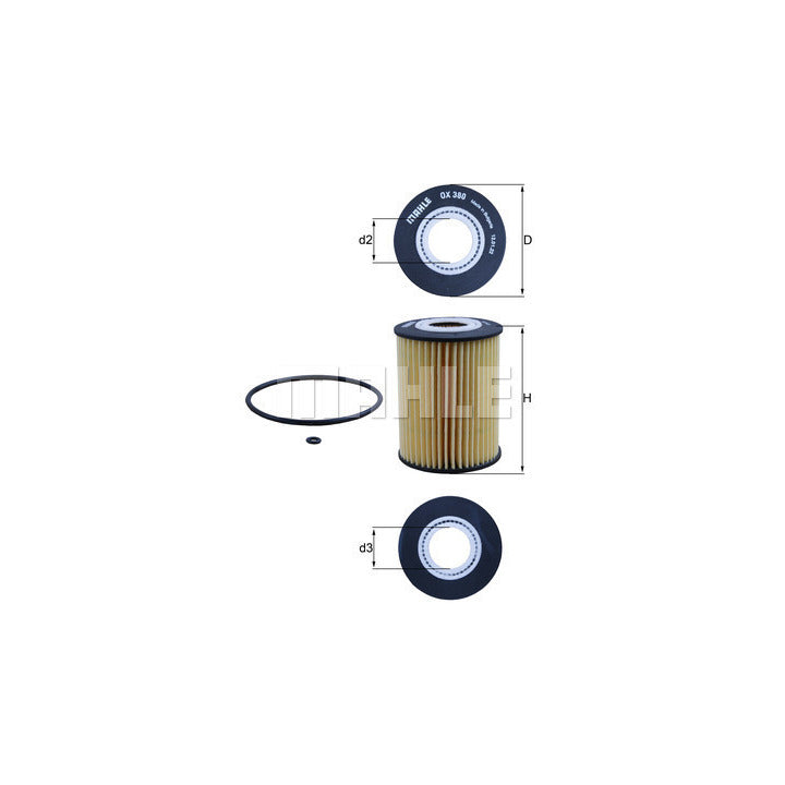 MAHLE OX 380 D Oil Filter Element, Replaces OE 642 180 00 09, 2007-2022 Mercedes-Benz Sprinter 2500/3500 3.0L V6 Diesel OM642 - view 4