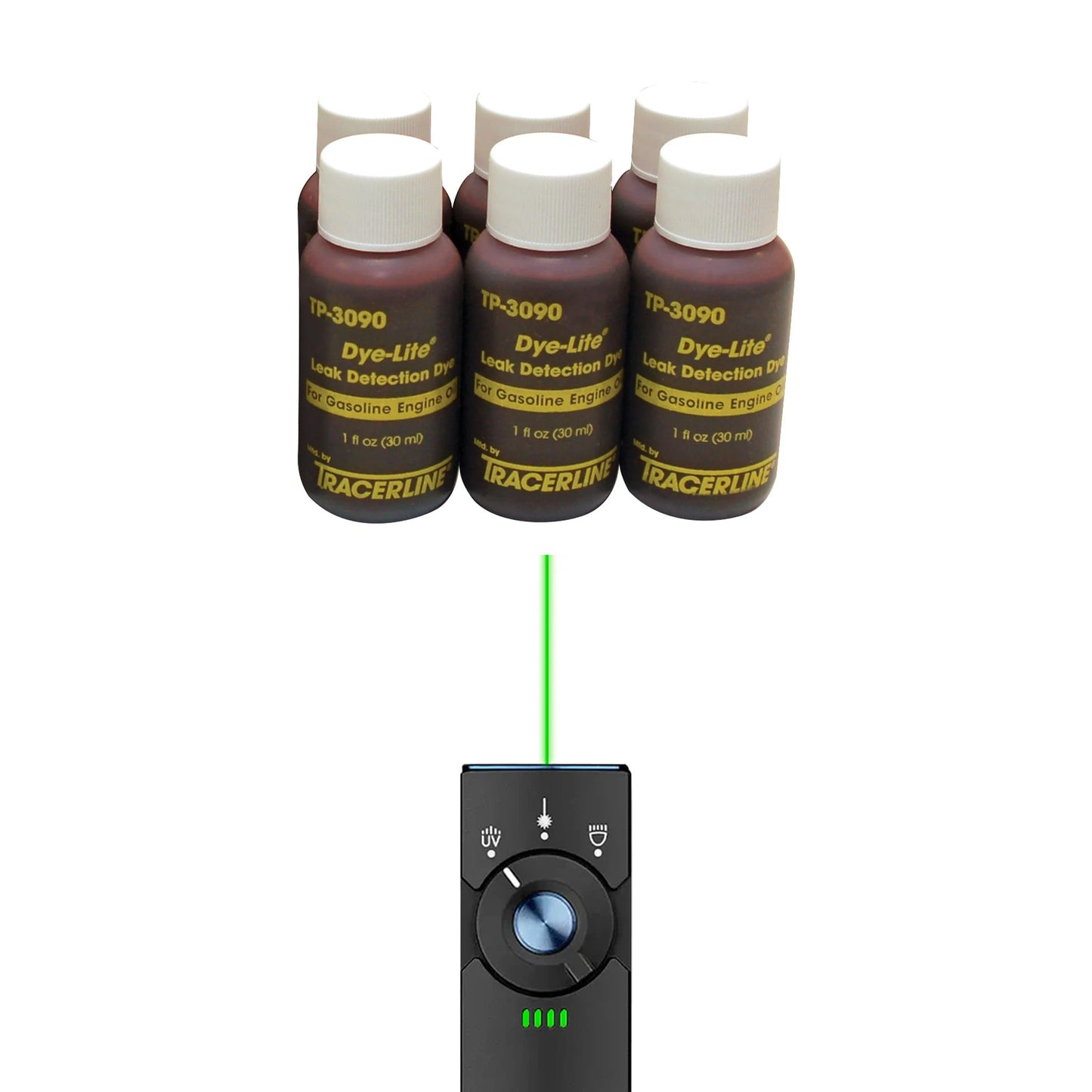 Flashlight and Gasoline Oil Leak Detection Dye