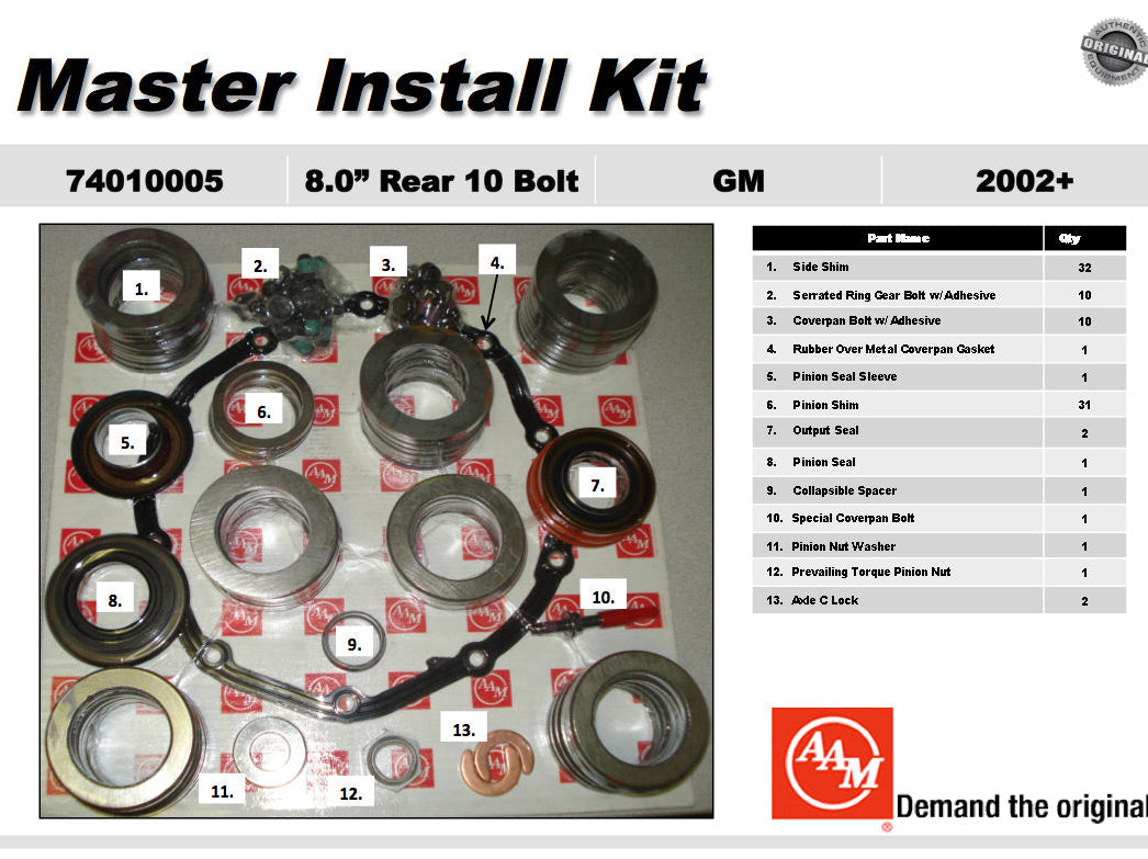 AAM 8.0" 10 Bolt Rear Master Install Kit - GM Colorado, Canyon 2002-2012 74010005