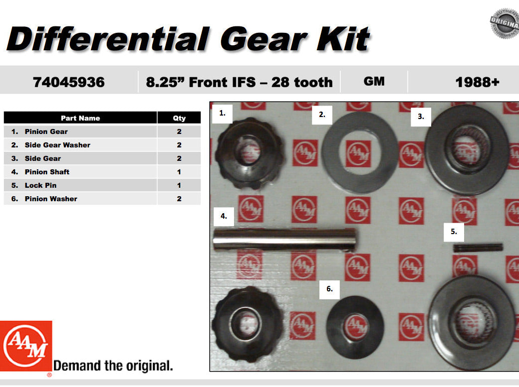 AAM 8.25" IFS Spider Gear Kit - GM Silverado, Sierra 1988-2012 74045936