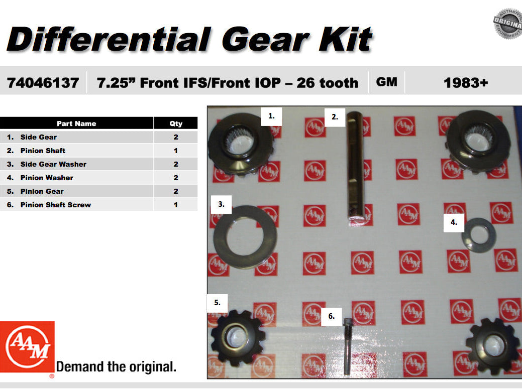 AAM 7.25" IFS Spider Gear Kit - GM S-10, Sonoma 1983-2012 74046137