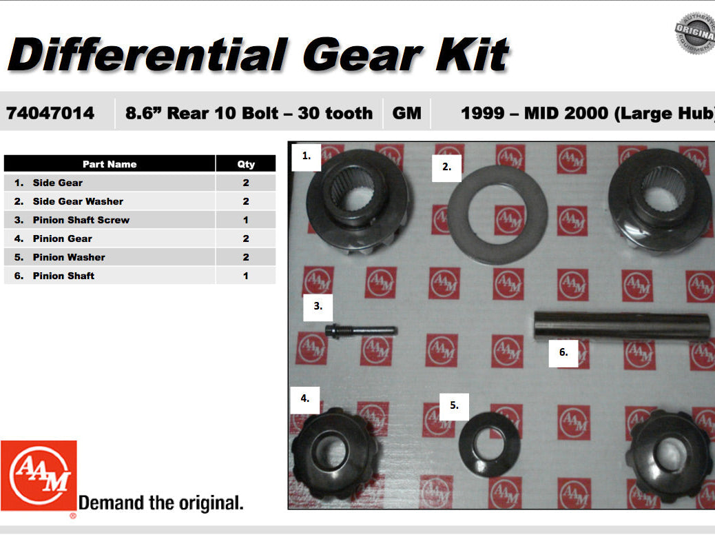AAM 8.6" 10 Bolt Spider Gear Kit - GM S10, Sonoma 1999-2000 74047014