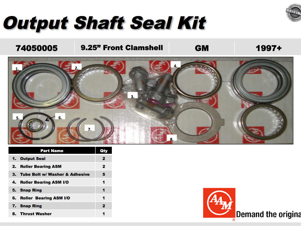 AAM 9.25" Clamshell Front Output Shaft Seal Kit - GM Silverado, Sierra 1988-2010 74050005
