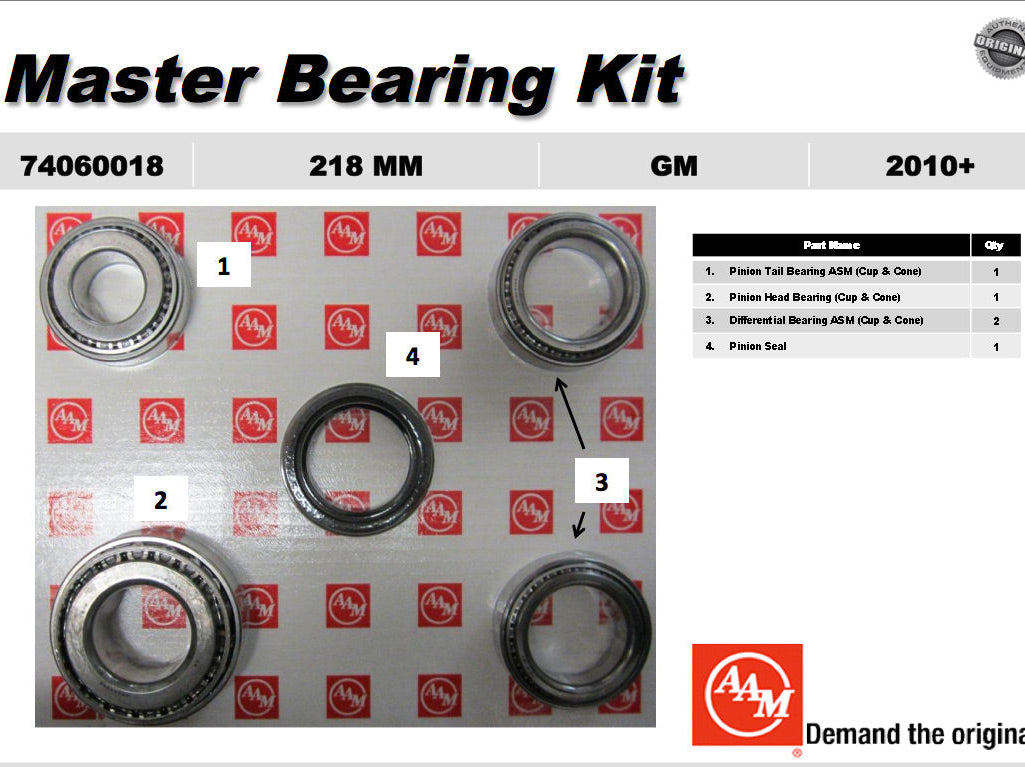 AAM 218mm Rear Differential Master Bearing Kit - GM Camaro 2010-2015 74060018