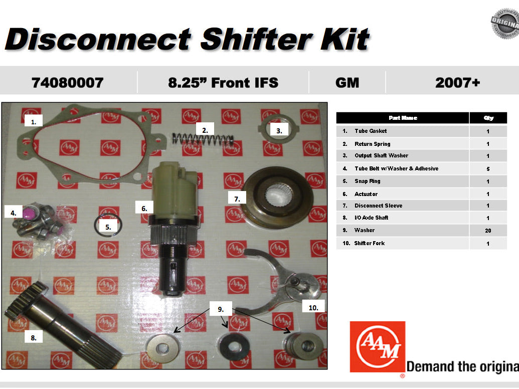 AAM 8.25" IFS Front 4WD Disconnect Shifter Kit - GM Avalanche, Escalade EXT, Escalade 2007-2013 74080007