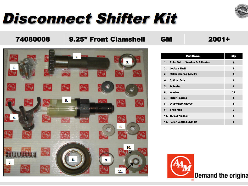 AAM 9.25" Clamshell Front 4WD Disconnect Shifter Kit - GM Silverado, Sierra 2001-2010 74080008