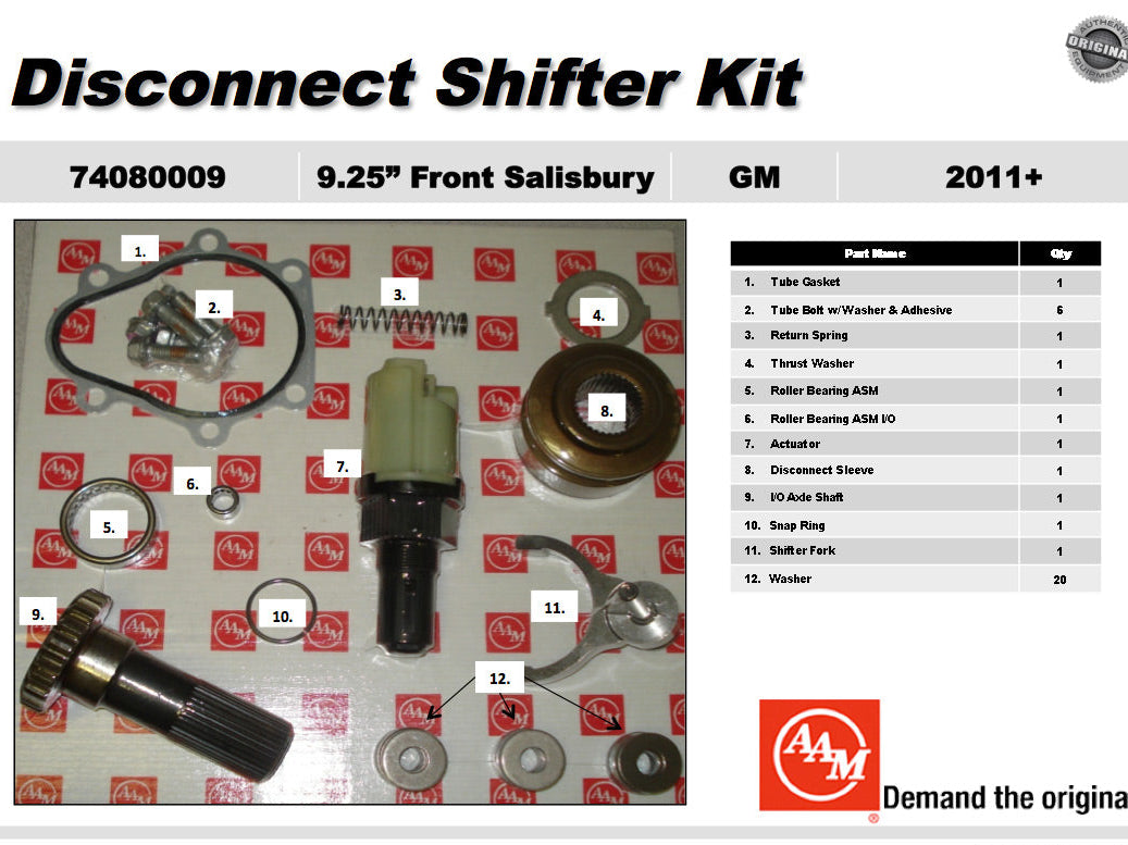 AAM 9.25" Salisbury Front 4WD Disconnect Shifter Kit - GM Silverado, Sierra 2011-2018 74080009