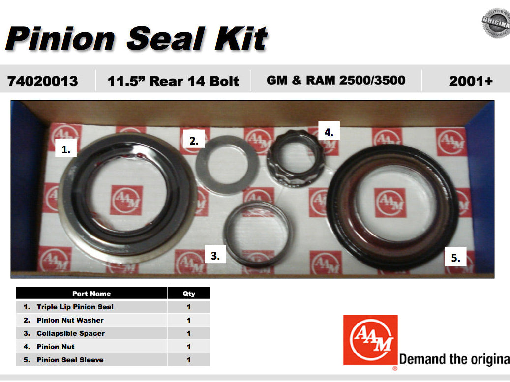 AAM 11.5" 14 Bolt Rear Pinion Seal Kit - GM Silverado / RAM 2500 2001-2012 74020013