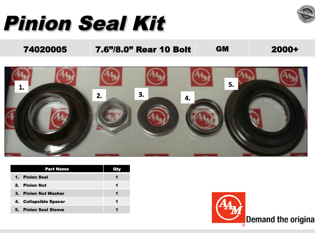 AAM 8.0"/7.6" 10 Bolt Pinion Seal Kit - GM Colorado, Canyon 2002-2012 74020005