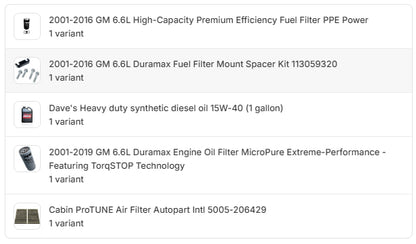 2001-2016 GMC 6.6L Duramax Maintenance Bundle
